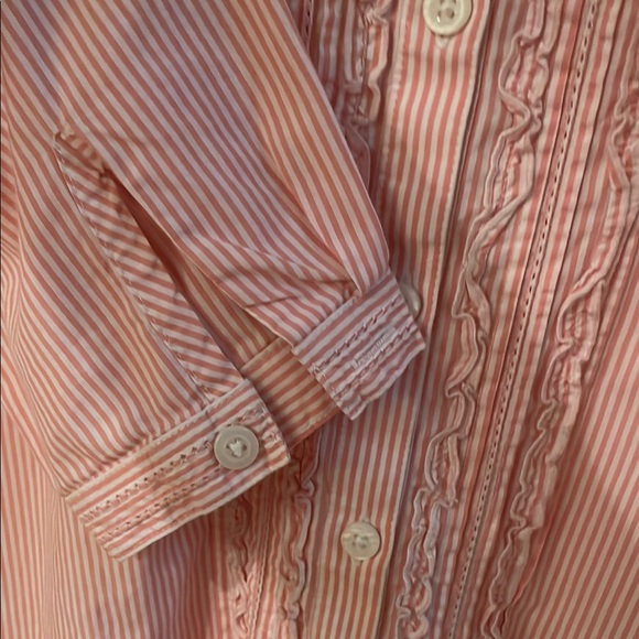 Orvis Pink Ruffled Long Sleeve  Button Blouse, size 14 - Picture 4 of 6